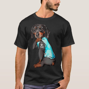 Camiseta Dachshund I Love Mom Funny Dachshund Tattooed