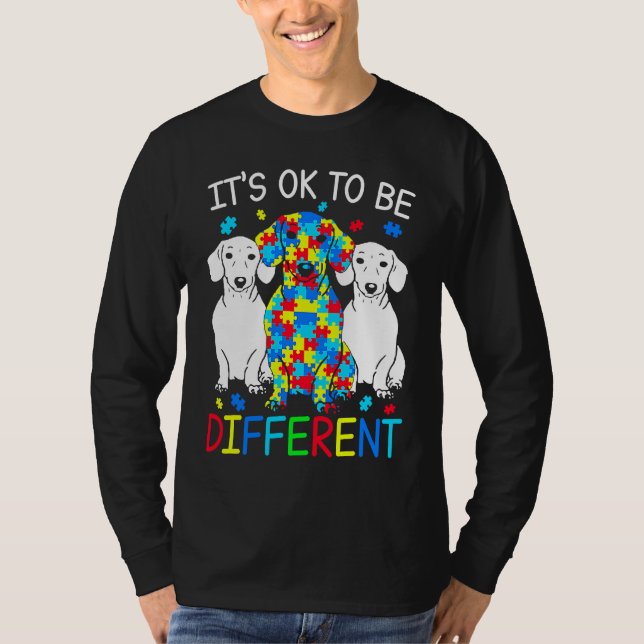 Camiseta Dachshund It's Ok To Be Different Autism Awareness (Anverso)