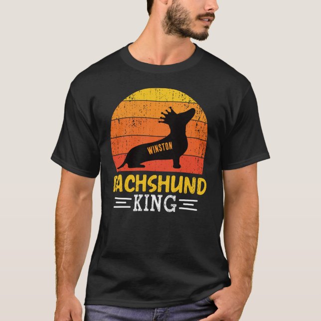 Camiseta Dachshund King - Doxie de atardecer de época (Anverso)