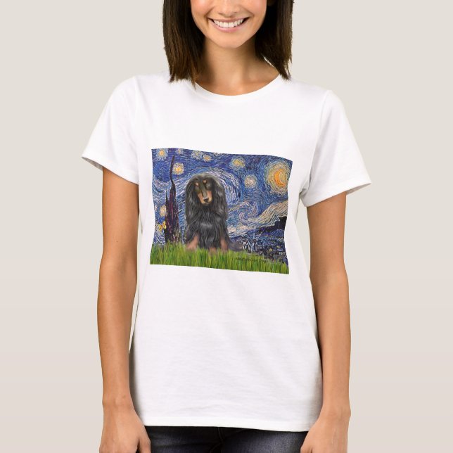 Camiseta Dachshund (LHBT) - Noche estrellada (Anverso)