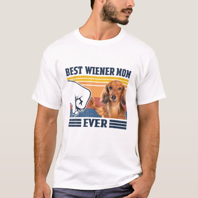 Camiseta Dachshund Longhair Best Wiener Mom Ever Funny Dog (Anverso)