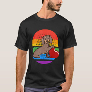 Camiseta Dachshund Love Lgbt Rainbow Heart Wiener Dog Adopt