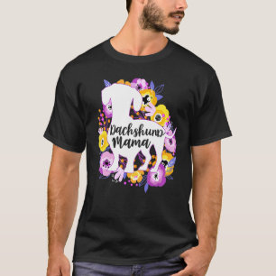 Camiseta Dachshund Mama Cute Dachshunds Mom Purple Flowers