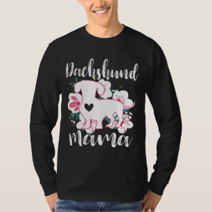 Camiseta Dachshund Mama Pink Flowers Cute Dachshunds Floral