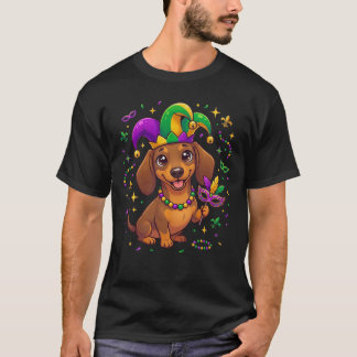Camiseta Dachshund Mardi Gras Wiener Dog Fun Party Pajamas