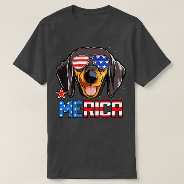 Camiseta Dachshund Merica 4 de julio T Niños cachorro de pe (Diseño del anverso)