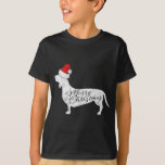 Camiseta Dachshund Merry Christmas I Doxie Santa Silhouette<br><div class="desc">Dachshund Merry Christmas I Doxie Santa Silhouette</div>