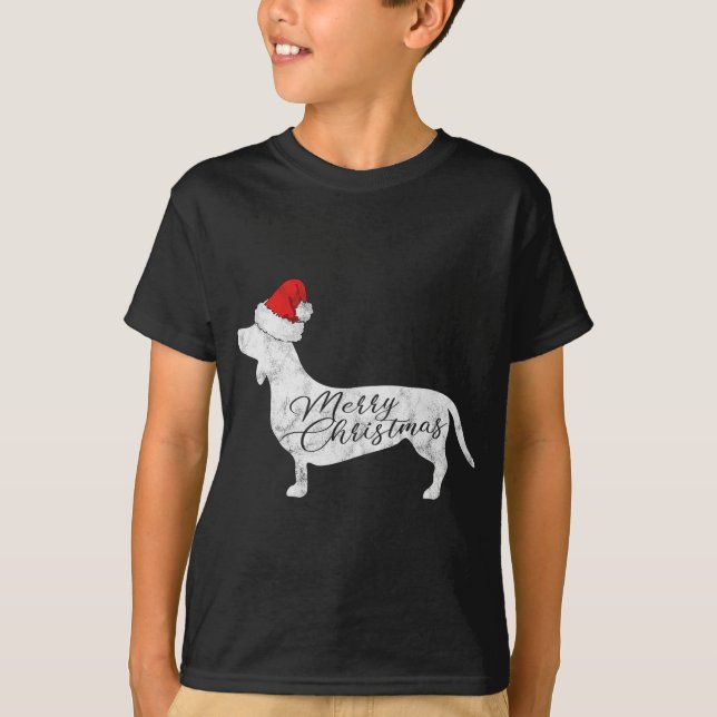 Camiseta Dachshund Merry Christmas I Doxie Santa Silhouette (Anverso)