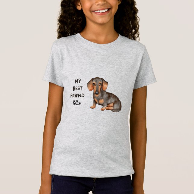 Camiseta Dachshund Mi mejor amigo Personalizado Mascota Nom (Anverso)
