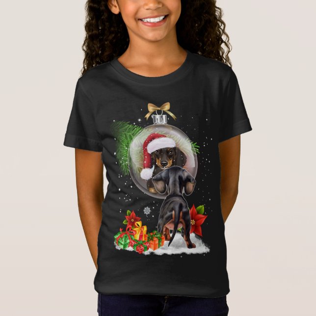 Camiseta Dachshund Mirror Ornament Decoración Navidades Tre (Anverso)