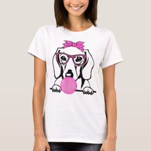 Camiseta Dachshund Mom con gafas de bandana de goma de burb