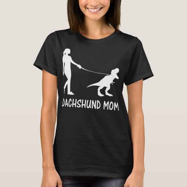 Camiseta Dachshund Mom Doxie Mama Dog Dinosaur Women (Anverso)