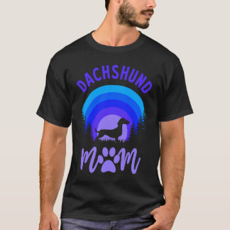 Camiseta Dachshund Mom Purple Blue Sunset