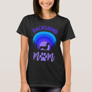 Camiseta Dachshund Mom Purple Blue Sunset