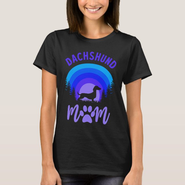 Camiseta Dachshund Mom Purple Blue Sunset (Anverso)