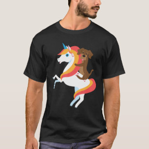 Camiseta Dachshund montando unicornio Lindo perro divertido