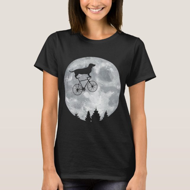 Camiseta DACHSHUND Moon Bike Halloween Ciclismo Lunar (Anverso)