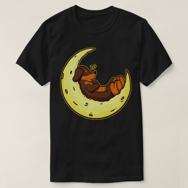 Camiseta Dachshund Moon Perro Raza Dormir Lover Regalo Prem (Diseño del anverso)