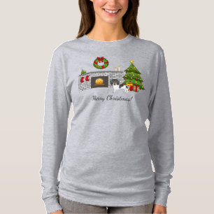 Camiseta Dachshund Navidad Pelo Corto Negro Y Marrón Piebal