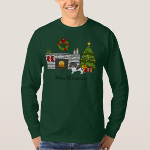 Camiseta Dachshund Navidad Pelo Corto Pío Negro y Canela