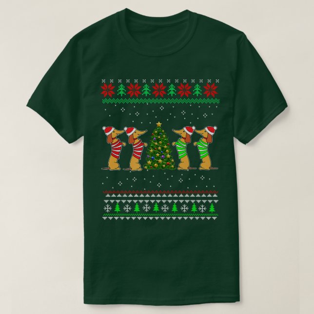 Camiseta Dachshund Navidades de perros muy sudorosos Funny  (Diseño del anverso)