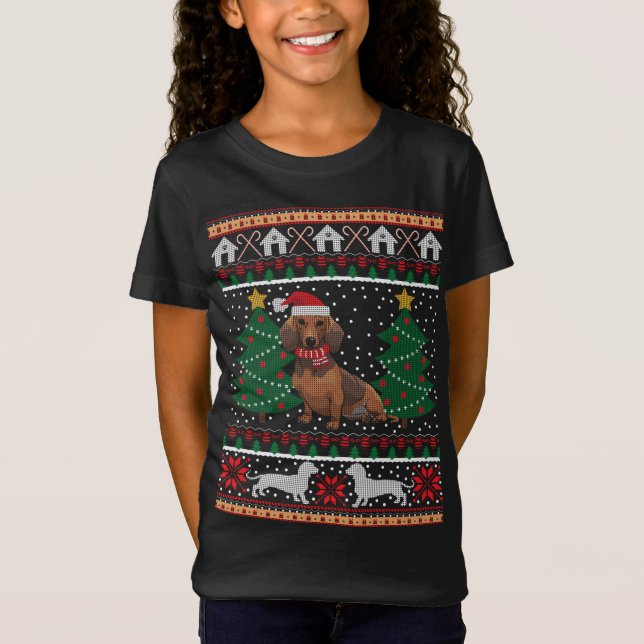 Camiseta Dachshund Navidades feos y graciosos novillos de p (Anverso)