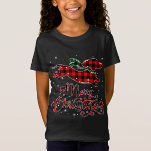 Camiseta Dachshund Navidades Red Plaid Buffalo Pajamas Xmas