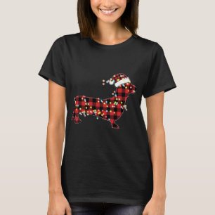Camiseta Dachshund Navidades Red Plaid Buffalo Pajamas Xmas