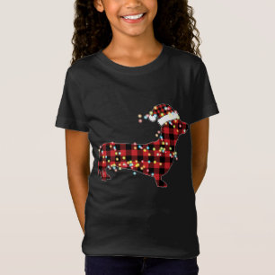 Camiseta Dachshund Navidades Red Plaid Buffalo Pajamas Xmas