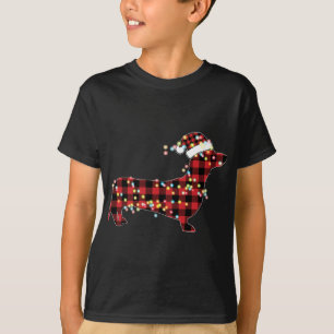 Camiseta Dachshund Navidades Red Plaid Buffalo Pajamas Xmas