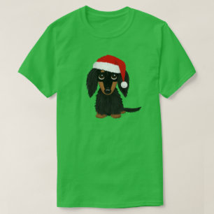 Camiseta Dachshund negro con pelo largo y marrón claro Sant