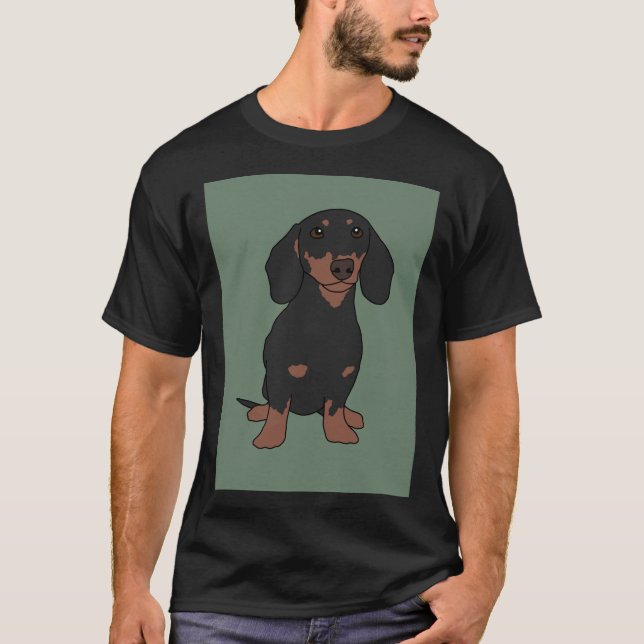 Camiseta Dachshund Negro Y Marrón (Anverso)