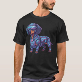 Camiseta Dachshund Neo Punk Cibernético Futurista Jugador