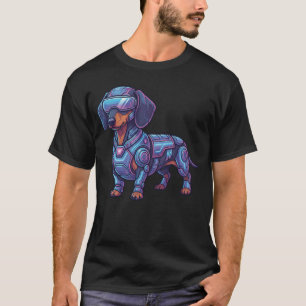 Camiseta Dachshund Neo Punk Cibernético Futurista Jugador