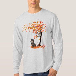 Camiseta Dachshund Owl And Fall Tree Dachshund Lover Otoño