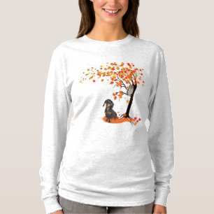 Camiseta Dachshund Owl And Fall Tree Dachshund Lover Otoño
