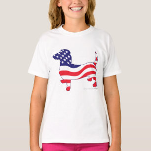 Camiseta Dachshund patriótico de la bandera de los E.E.U.U.