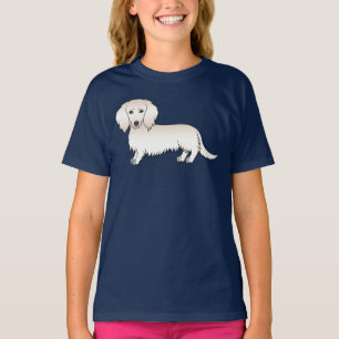 Camiseta Dachshund Pelo Largo Crema Perro De Dibujos Animad
