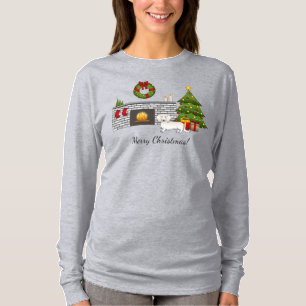 Camiseta Dachshund Pelo Largo Crema Perro Lindo Navidad Hab