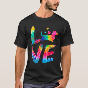 Camiseta Dachshund Pelo Largo Tie Dye Amor Perro Mamá Papá