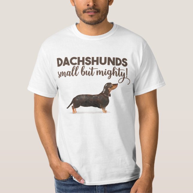 CAMISETA DACHSHUND PEQUEÑO PERO MIGHTY (Anverso)