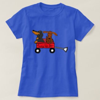 Camiseta Dachshund Pequeño vagón Rojo