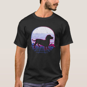 Camiseta Dachshund Perro Cachorro Ropa Retro Vintage Sunset