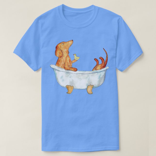 Camiseta Dachshund perro de pelo corto marrón Pintar 2 (Diseño del anverso)