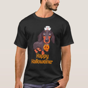 Camiseta Dachshund Perro Enfermera Divertido Feliz Hallowei