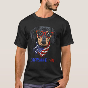 Camiseta Dachshund Perro Mamá Leopardo Gafas Bandera De Est