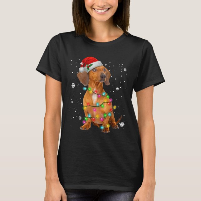 Camiseta Dachshund Perros Navidades De Árboles Dulces Excur (Anverso)
