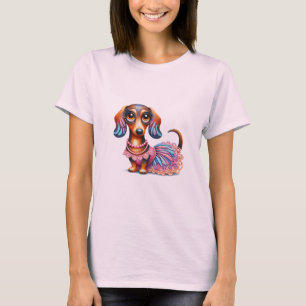 Camiseta Dachshund pintado en papel texturizado