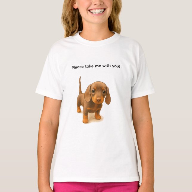 Camiseta Dachshund Please take me with you! (Anverso)