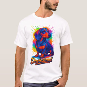 Camiseta Dachshund Pop Art Vibrante – Perro Neon Colorido